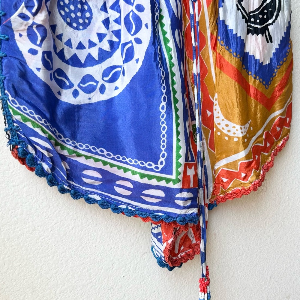 FARM RIO Satin Pitta Shorts Off-white Colorful Bohemian Beachy Resort Wear Sz XS - Picture 7 of 16